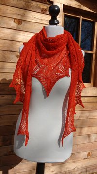Orange Sanguine - Châle tricoté main