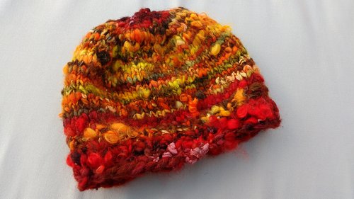 bonnet tricoté et filé main, handspun and handknit wool hat