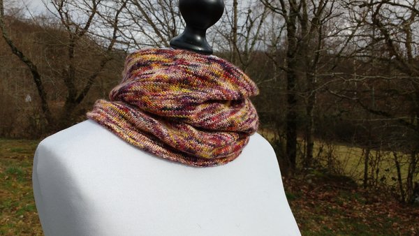 col, cowl, handknit, tricoté main, handdyed, teint main